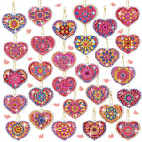 Ferreve 28 Pcs Heart Diamond Painting Keychain Kits Double Sided DIY Heart Diamond Art Keychain Ornaments for Adults Gem Key Ring Art Pendant Decor Crafts Accessories Gifts Ferreve