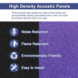HJGFK2018 52 Pack 1" x 12" x 12" Black/purple Acoustic Wedge Studio Foam Sound Absorption Wall Panels (black/purple) HJGFK2018