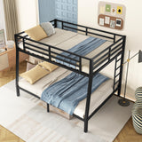 Bellemave Full XL Over Queen Metal Bunk Bed for Adults,Heavy-Duty Bunk Bed with 2 Ladders,Full Over Queen Bunk Beds,Space-Saving Bunk Bed for Kids/Teens/Adults,Noise-Free,Black Bellemave