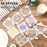 80 Pieces Mandala Stencils 3 x 3 Inch Mandala Painting Art Stencils Reusable Plastic Craft Kits for Wood Rocks Furniture Wall Floor DIY Art Projects Fabric Tile Holiday Decorations Craft Kits Teling