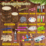Bamamon Painting Crafts Kit for Kids, Glow in The Dark Arts & Crafts Set for Girls Boys Ages 4-12,Wood Slice Craft Creative Activities, Valentines Gifts Party Favors Toy for Kids (24Pcs) Bamamon