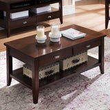 Leick Home 10504 Laurent Two Drawer Coffee Table with Shelf, Chocolate Cherry Leick Home