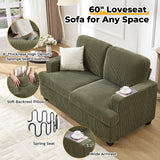 HOMYKA Loveseat Sofa, 60" Corduroy Couch with Side Pocket, Removable Pillow and Cushion Cover 2 seat Couches, Comfy Modern Small Couch for Living Room, Small Spaces, Dorms, Office, Green HOMYKA