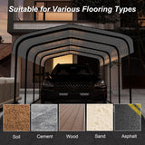 Chilihom Car Port Metal Carport 12 ×20 FT Heavy Duty Carport Kit, Metal Garage Carport Canopy with Galvanized Steel Frame and Roof, Car Tent Shelter Outdoor Storage Shed for Boats and Truck, Charcoal Chilihom