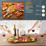TIDITA Acacia Large Charcuterie Board & 4 Knives Set - 3 Part Long & Round Magnetic Cheese Boards Wooden - Extra Large Charcuterie Board Serving Platter - Acacia Wood Serving Board (30 x 13 Inch) Tidita