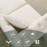 80" 2 Piece 3-Seater Velvet Chesterfield Sofa for Living Room,Combination Sofa with 4 Pillows,Button Tufted Trimming Curved Backrest Rolled Arms with Black Legs (Beige, 80" 3+3 Seat Velvet Sofa Sets) eluvatery