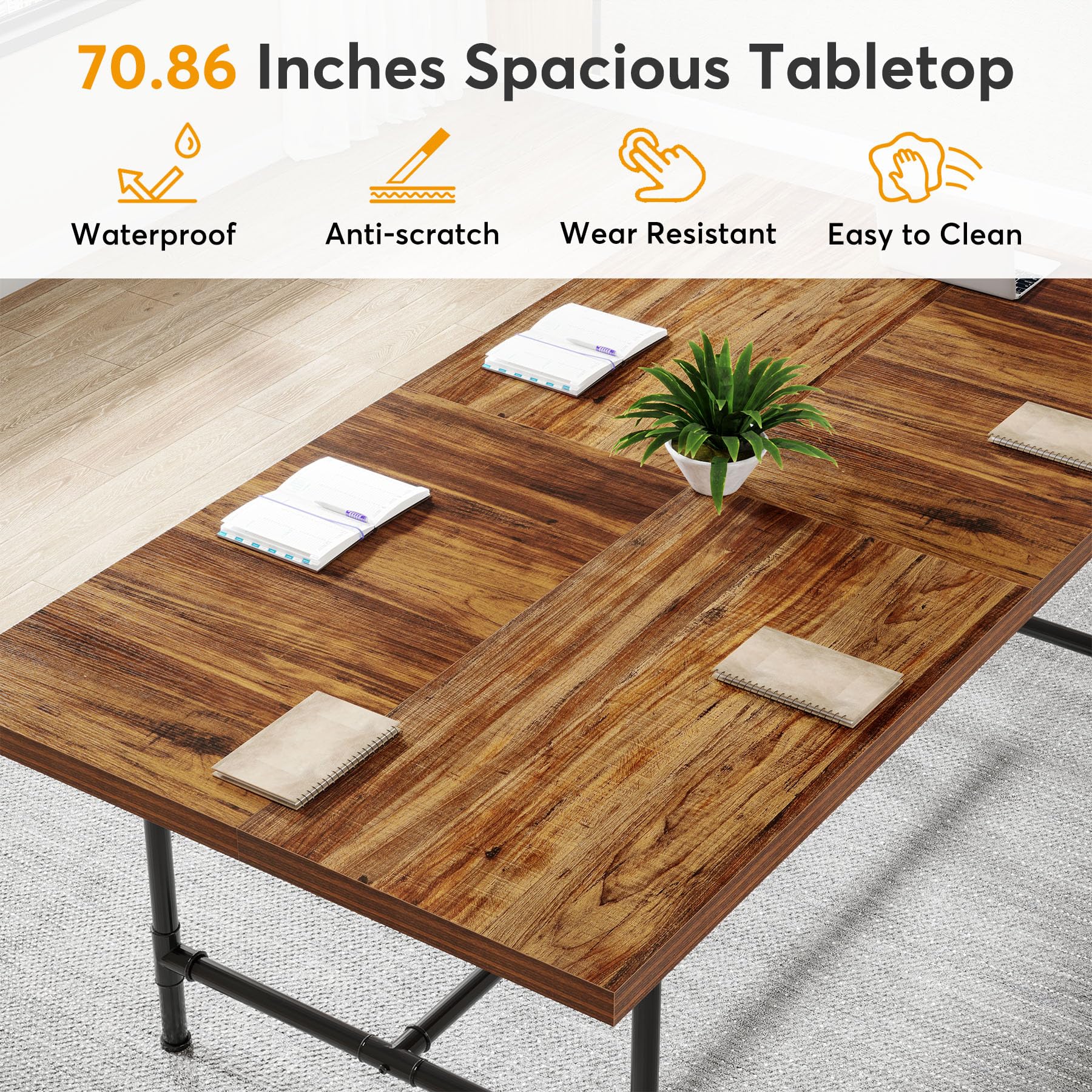 LITTLE TREE 6FT Conference Table, Rectangle 70.8" W x 35.4" D Meeting Table, Seminar Table for Office Conference Room - WoodArtSupply