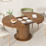 43.3 inch 59 inch Adjustable Size Round Dining Table for 4 6, Unique Design Modern Farmhouse Kitchen Table, Circle Dining Tables with Wood Strip Base for Kitchen Living Room (Walnut) LUVIOHOME