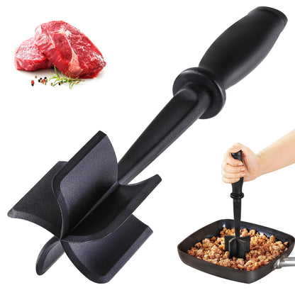 Meat Chopper for Ground Beef, Heat Resistant Meat Masher for Hamburger Meat, 5 Curved Blades Ground Beef Smasher, Nylon Meat Spatula Chopper, Non Stick Hamburger Chopper, Mix and Chop Kitchen Tool