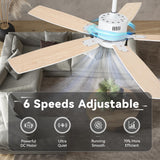 SUNMORY 52" Ceiling Fans with Lights, Smart Ceiling Fan with APP and Remote Control, Reversible DC Motor, Noiseless, Stepless Dimmable, Modern Ceiling Fan for Indoor/Outdoor Use, White SUNMORY