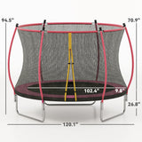 Soozier 10ft Trampoline Outdoor, Recreational Trampoline with Net Enclosure, Curved Poles and Safety Spring Cover for Kid Adults, ASTM Approved, Pink Soozier
