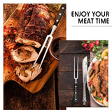 Patelai 2 Pieces Carving Forks 12 Inch Stainless Steel Meat Fork Cooking Fork with Wood Handle Grill Fork Serving Fork for Xmas Kitchen Roast BBQ Fork Carving Set Patelai