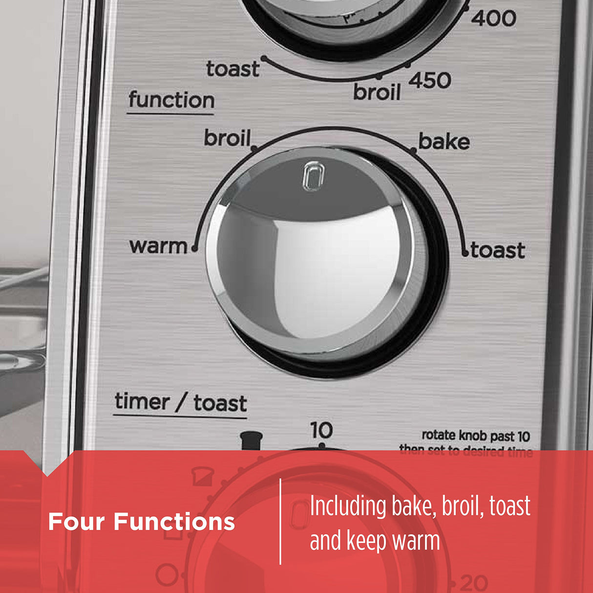 BLACK+DECKER 4-Slice Toaster Oven, TO1745SSG-1A, Even Toast, 4 Cooking Functions Bake, Broil, Toast and Keep Warm, Removable Crumb Tray, Timer BLACK+DECKER