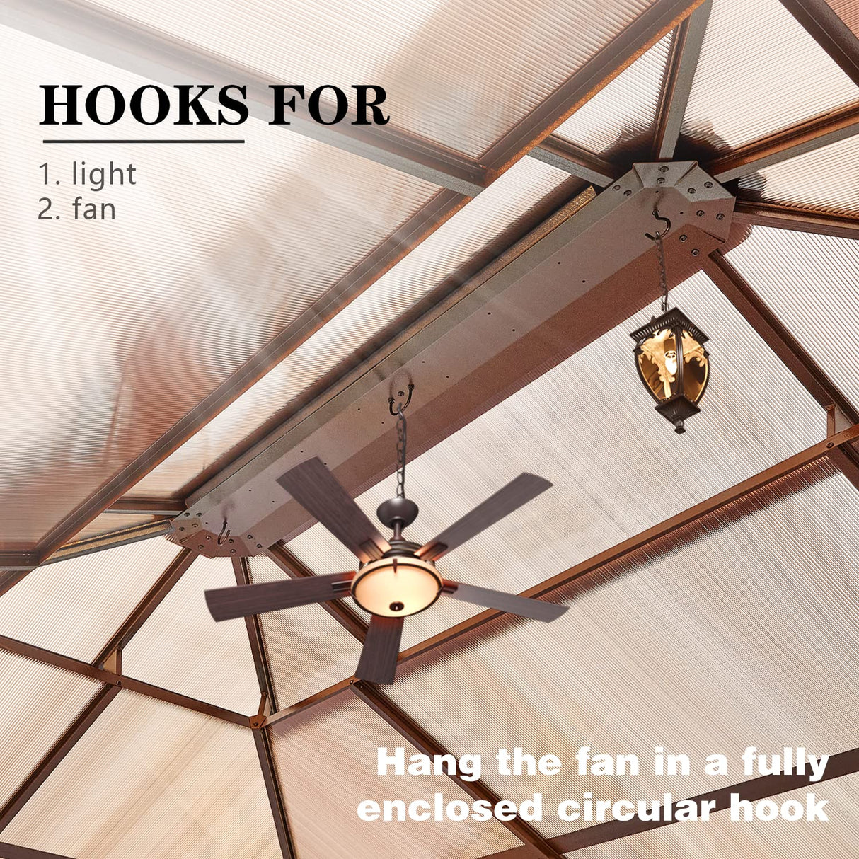 YOLENY 10'x12' Hardtop Gazebo, Outdoor Polycarbonate Roof Canopy, Aluminum Frame Permanent Pavilion with Curtains and Netting, Sunshade for Garden, Patio, Lawns YOLENY