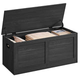 VASAGLE Storage Chest, Storage Trunk with 2 Safety Hinges, Storage Bench, Shoe Bench, Farmhouse Style, 15.7 x 39.4 x 18.3 Inches, for Entryway, Bedroom, Living Room, Charcoal Gray ULSB164B01 VASAGLE