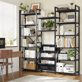 DurayLoly Bookshelves and Bookcases 6 Tiers,Triple Wide Industrial Bookshelf, Large Etagere Bookshelf for Living Room, Home Office Rustic Brown DurayLoly