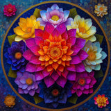 Bgraamiens Puzzle- Colorful Mandala Puzzle for Adults 1000 Pieces,Beautiful Floral in Water Drops Jigsaw Puzzle,Art Puzzle for Mandala Lovers Bgraamiens
