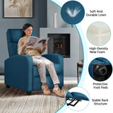 Yaheetech Fabric Recliner Sofa Modern Single Recliner Sofa Home Theater Seating with Thick Seat Cushion, Backrest and Pocket Spring, Blue Yaheetech