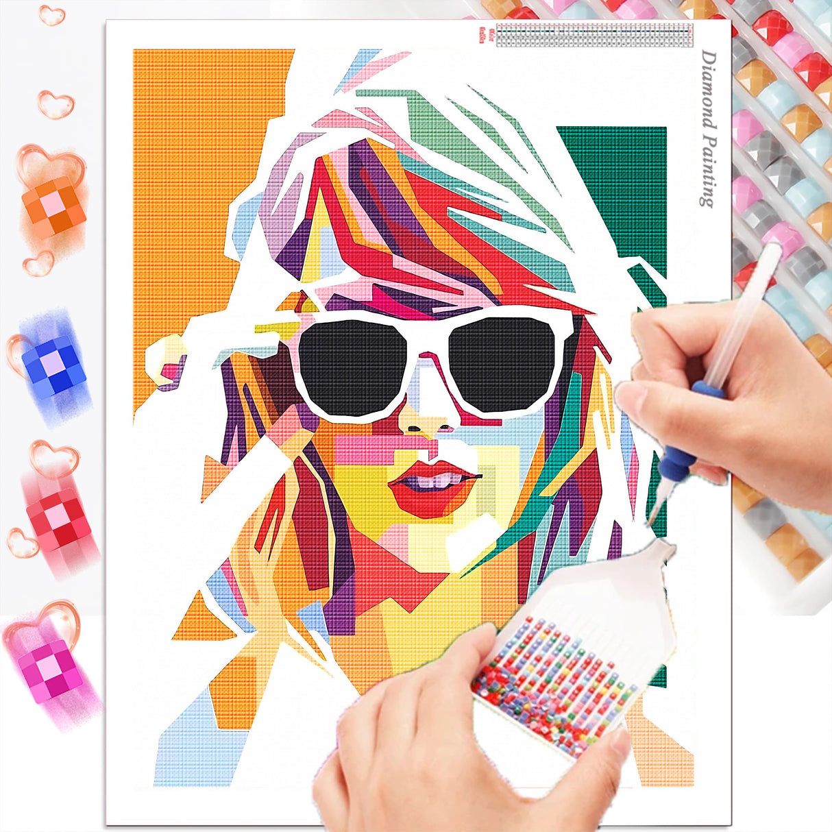 LETISH 5D Diamond Painting for Adults,DIY Diamond Painting Kits,Diamond Painting Kit Art for Wall Home Decor Arts Craft (Yellow Glasses) LETISH
