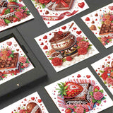 JISHSHAY 6 PCS Diamond Art Greeting Cards Dessert Diamond Painting Birthday Cards Food Gem Art Gem Painting Mosaic Kits for Adults for Thanksgiving Anniversary Valentine Graduation All-Occasion JISHSHAY