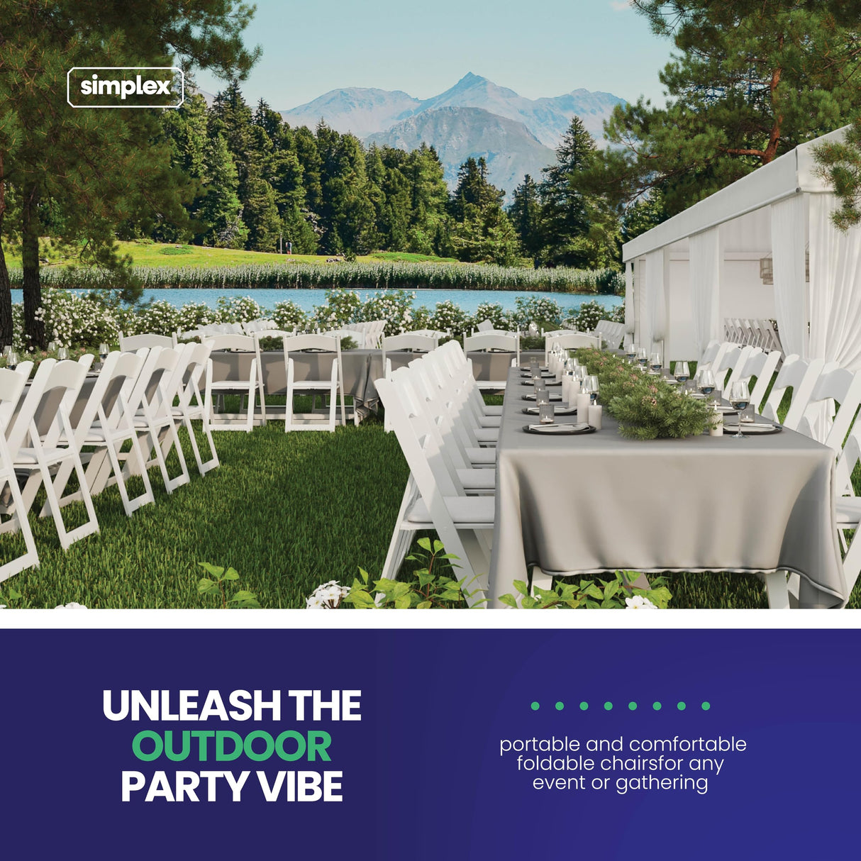 4 White Resin Stackable Folding Chairs - Comfortable White Foldable Chair - Folding Chairs with Padded Seats - Indoor/Outdoor Folding Chairs for Events - Lightweight Foldable Chairs (4 Pack) Simplex Furniture