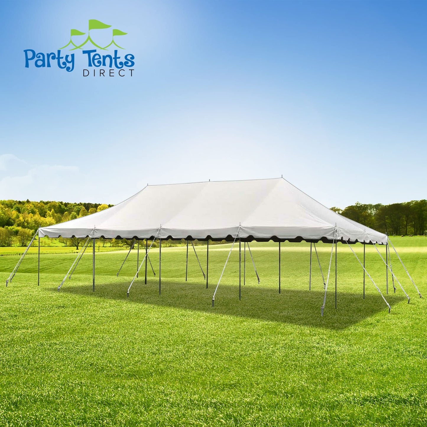 Party Tents Direct 20'x40' Canopy Tent, Weekender Canopy Pole Tent, Easy Up with Heavy Duty PVC White Top, 160 Person Capacity, Outdoor Canopies, Tents for Parties, Weddings & Events