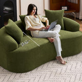 65'' Modern Curved Cloud Loveseat Sectional Sofa for Small Spaces, Luxury Plush Chenille Deep Seat Couch with 3 Pillows, No Assembly Needed Apartment Living Room Furniture, Green TTK