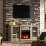 WLIVE Fireplace TV Stand for 65" TV, Entertainment Center with 18 Inch Electric Fireplace, TV Console with Open Shelves for Living Room and Bedroom, Greige WLIVE