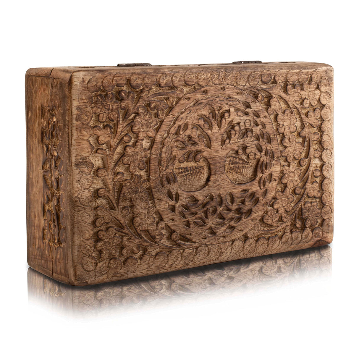 Great Birthday Gifts Handmade Decorative Wooden Jewelry Box Tree Of Life Carving Jewelry Organizer Keepsake Box Treasure Chest Trinket Holder Watch Box Storage Lock Box Housewarming Gift (Brown) The Great Indian Bazaar