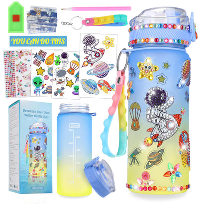cviokrdu Decorate Your Own Water Bottle Kits for Boy Age 4-6-8-10-12,Water Bottle Diamond Art for Kids and Stickers for Kids,Crafts Girls Toys Birthday Christmas(Astronaut)