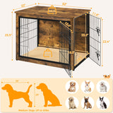 Yaheetech 32'' Dog Crate Furniture with Cushion Wooden Dog Crate with Double Doors/Adjustable Feet Side End Table for Small/Medium Dogs Yaheetech