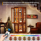 Tribesigns 70.87-Inch Corner Bar Cabinet, Tall Modern Corner Wine Cabinet with Doors & LED Lights, 5-Tier Home Bar Liquor Cabinet for Dining Room, Living Room, Kitchen, Rusitc Brown Tribesigns