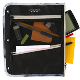 Five Star Pencil Pouch, Pen Case, 3-Pocket Zipper Pouch, Fits 3-Ring Binder, Storage Organizer for Classroom Supplies Earbuds Chargers Cables Makeup, Black/Grey (506420A-ECM) Five Star