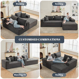 Mangodan 110” Cloud Sectional Couch, Boneless Sofa for Living Room, Modular Sectional Sofa with Deep Seat, Fluffy Couch with L-Shaped Chaise, No Assembly Required (Right-Facing Chaise, Dark Grey) Mangodan