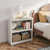 LINSY HOME 2-Tier Bookcase and Bookshelf, Small Wood Display Storage Shelves Farmhouse Bookshelf for Home Office, Living Room, Bed Room - White Oak LINSY HOME