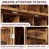 IRONCK Kitchen Pantry 72" Height, with 8 Hanging Shelves, 2 Drawers and Open Storage Cabinet, Freestanding Cupboard for Dining Room Living Room,Vintage Brown IRONCK