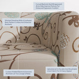 BELLEZE Living Room Chair, Linen Round Accent Barrel Chair, Club Tub Sofa Chair for Bedroom, Corner Chair with Flared Legs and Cozy Soft Padding - Highland (Floral Print) BELLEZE