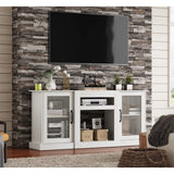 WLIVE Retro TV Stand for 65 inch TV, TV Console Cabinet with Storage, Open Shelves Entertainment Center for Living Room and Bedroom, White WLIVE