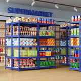 Yaheetech Storage Shelves 5 Tier Garage Shelving Heavy Duty Garage Shelves Adjustable Metal Shelving Unit Utility Rack Industrial Shelving for Warehouse Pantry Closet, 27.5" W x 12" D x 60" H, Blue Yaheetech