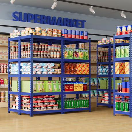 Yaheetech Storage Shelves 5 Tier Garage Shelving Heavy Duty Garage Shelves Adjustable Metal Shelving Unit Utility Rack Industrial Shelving for Warehouse Pantry Closet, 27.5" W x 12" D x 60" H, Blue Yaheetech