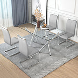 Baysitone Modern Dining Chairs Set of 4, Side Room Chairs, Kitchen with Faux Leather Padded Seat High Back, for Room,Kitchen, Living Light Grey Baysitone