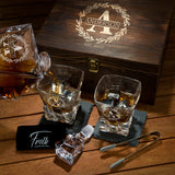 Personalized Whiskey Decanter and Stones Set - Customized Gift for Men, Dad, Father - Engraved Rocks Whiskey Decanter, 2 XL Glasses, 8 Whisky Cubes, Frolk