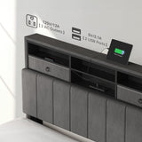 YITAHOME Full Size Bed Frame with Storage Headboard, LED Bed Frame with Drawers and Charging Station, Platform Bed with Sturdy Metal Support, No Box Spring Needed, Grey YITAHOME