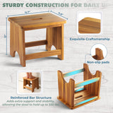 Wooden Step Stool, 13'' Heavy Duty Step Stool for Adults with Convenient Handle, Wooden Stepping Stool Hold up to 500 lbs, Heavy Duty/Nonslip/Durable Construction Safe Step Stool for Bedroom/Kitchen FANATU