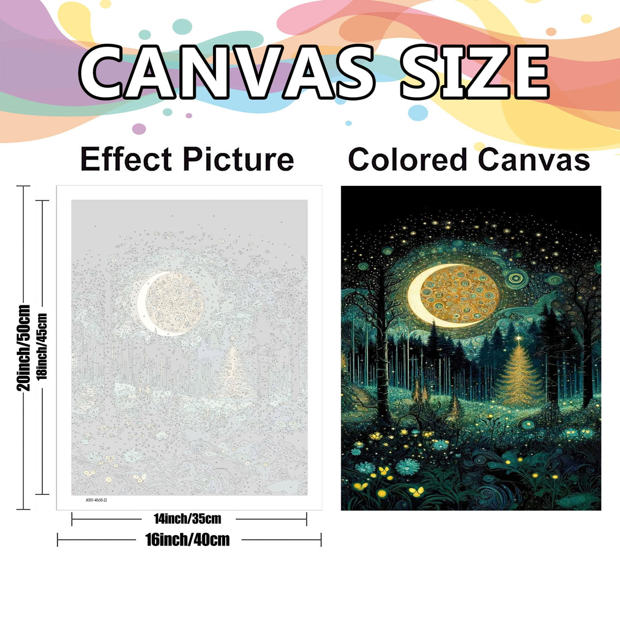 Hutarosl Adult Paint by Number Kits on Canvas-Moon Paint by Numbers Kit for Adults,Landscape Paint by Number Adult,DIY Oil Painting Kits for Gifts Home Decor 16x20inc Hutarosl