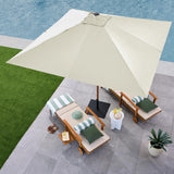 Best Choice Products 9ft Deep Square Solar Powered LED Lighted Patio Umbrella w/Faux Wood Texture, UV-Resistant Fabric, Hand Crank - Ivory Best Choice Products