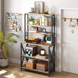 Yaheetech 6-Tier Kitchen Bakers Rack, 31.5 Inch Coffee Bar Table, Farmhouse Microwave Oven Stand Cabinet for Small Spaces, Corner Organizer Storage Shelf for Spices and Pots Rustic Brown Yaheetech