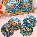 mrpwnle 8 Pack Turtle Diamond Art Coasters Kits, Sea Turtle Diamond Painting Coasters Kits Set with Holder Cork Pads, DIY Diamonds Art Non Slip Coaster Crafts Supplies Kit mrpwnle