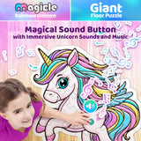 Rainbow Unicorn Giant Floor Puzzle with Sounds, 35 Piece Extra Thick Puzzles, Unicorn Toys for Girls Age 4-6, Floor Puzzles for Kids Ages 3-5 and 6 Year Old Gifts Team Power