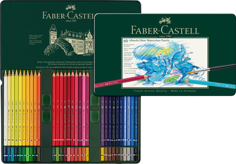 Faber-Castell Art & Graphic Albrecht Dürer Watercolour Pencil, Multicoloured, Tin of 60, for Art, Craft, Drawing, Sketching, Home, School, University, Colouring Faber-Castell